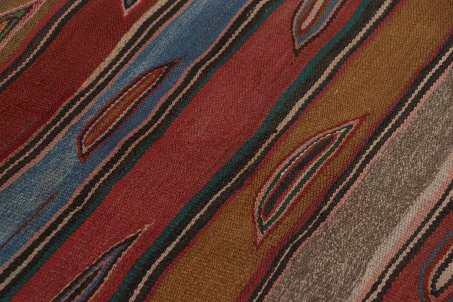 Vintage Heriz Striped Square Kilim