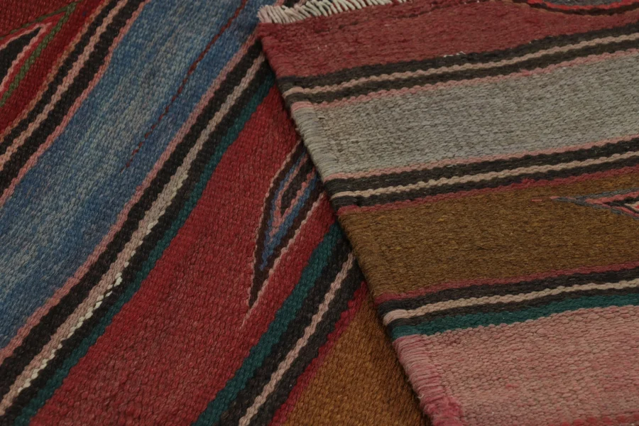 Vintage Heriz Striped Square Kilim