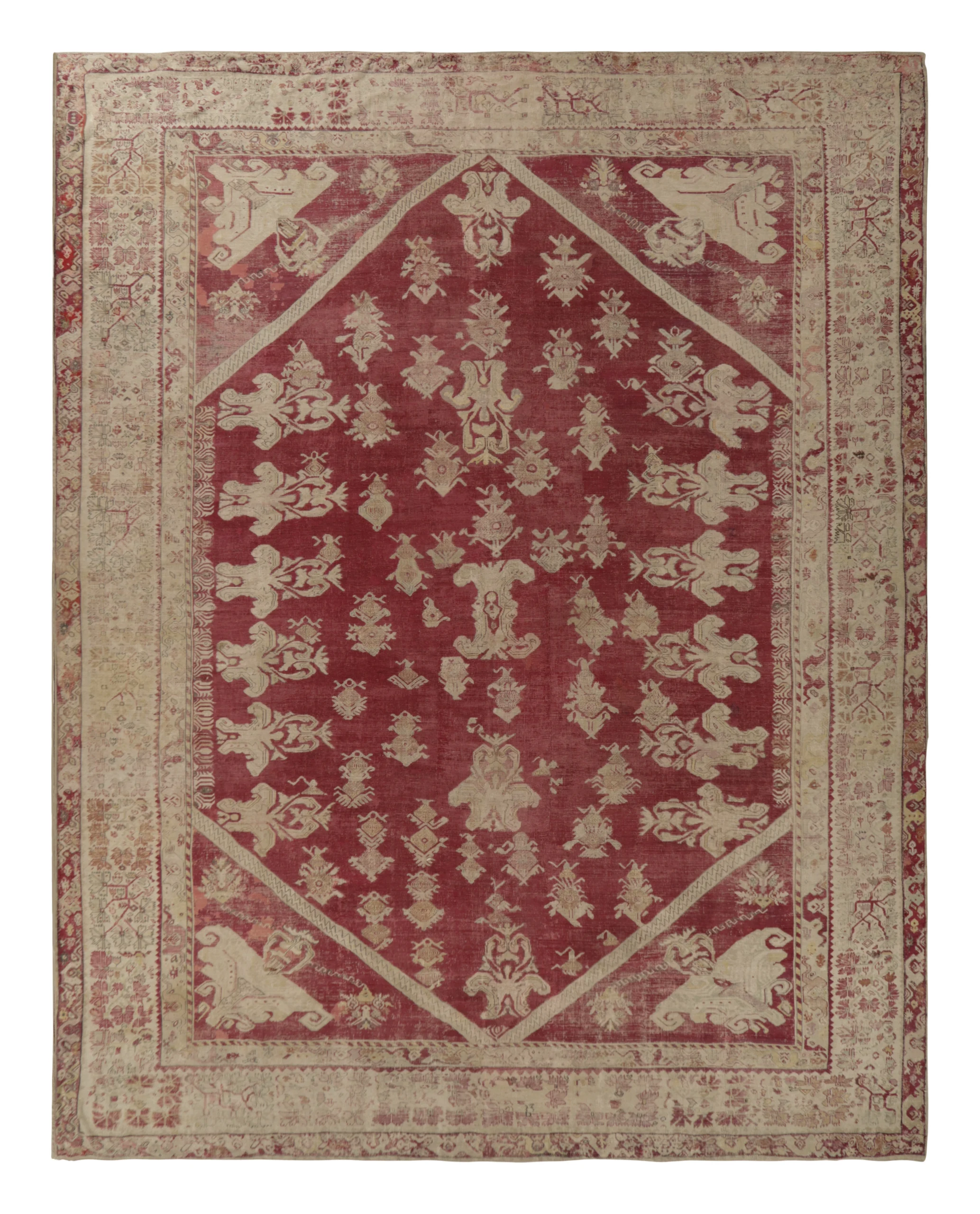 Antique Ghiordes Floral Rug