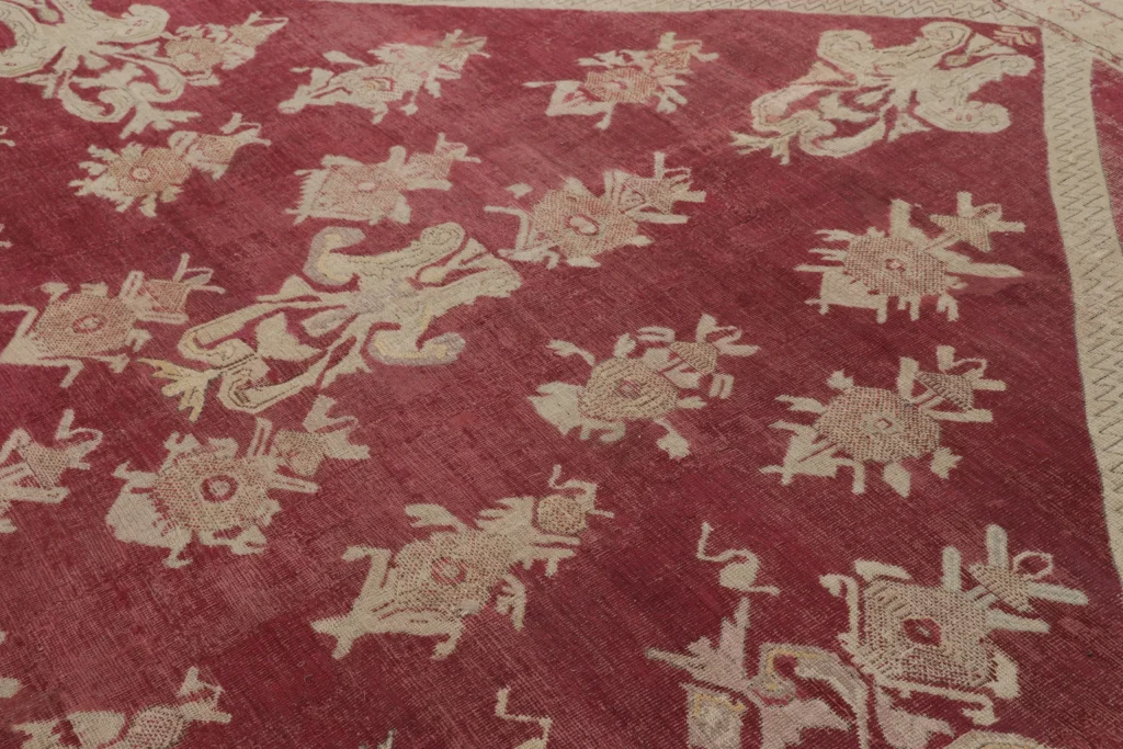 Antique Ghiordes Floral Rug