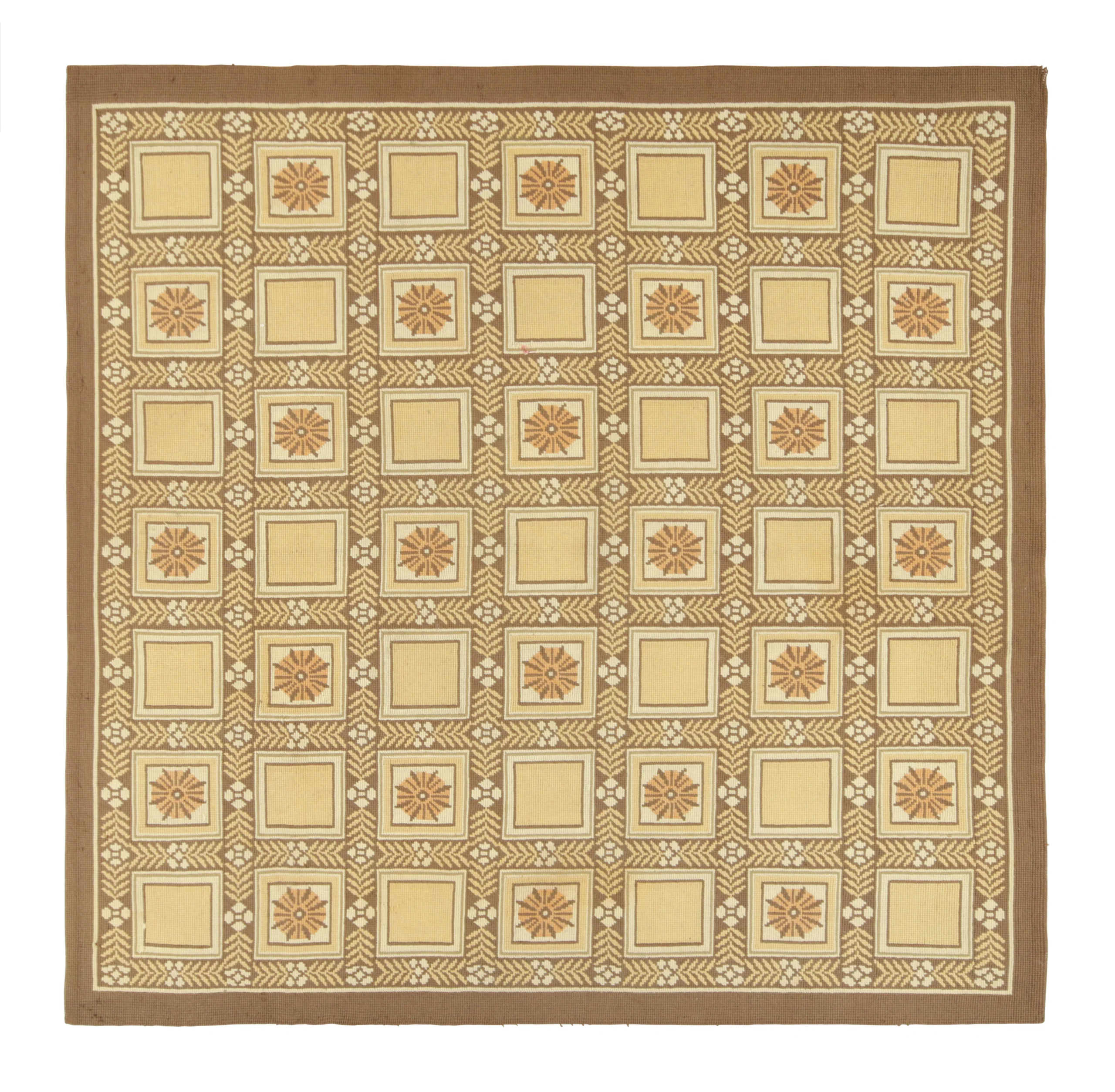 Antique Arraiolos Needlepoint Square Rug