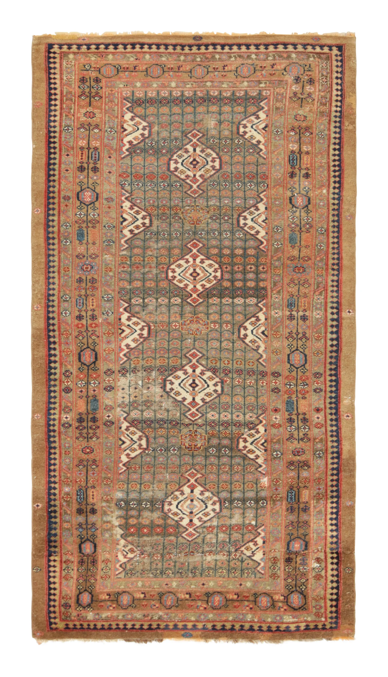 Antique Persian Sarab Medallion Runner Rug