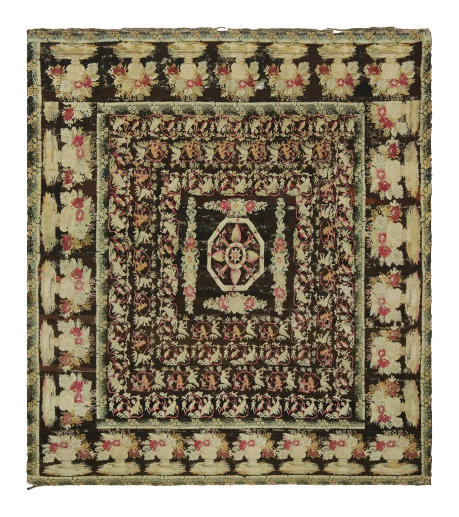 Antique Bessarabian Rug, Monkey Pictorials and Floral Medallion - Rug & Kilim