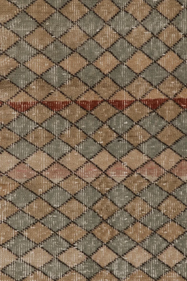 Vintage Turkish Distressed Geometric Rug