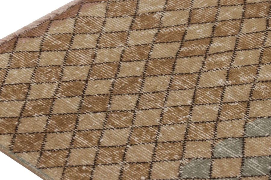 Vintage Turkish Distressed Geometric Rug