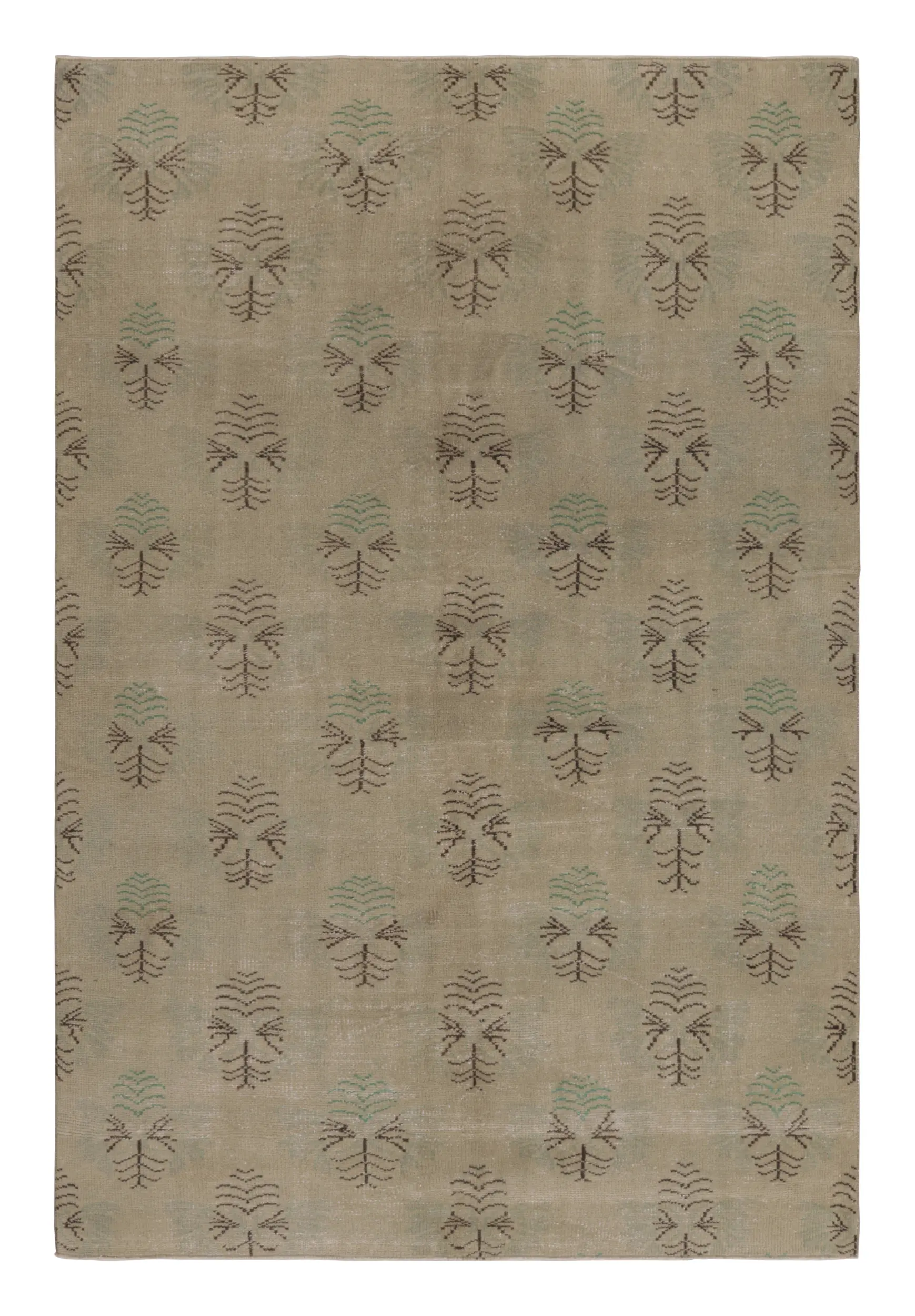 Vintage Turkish Distressed Geometric Rug