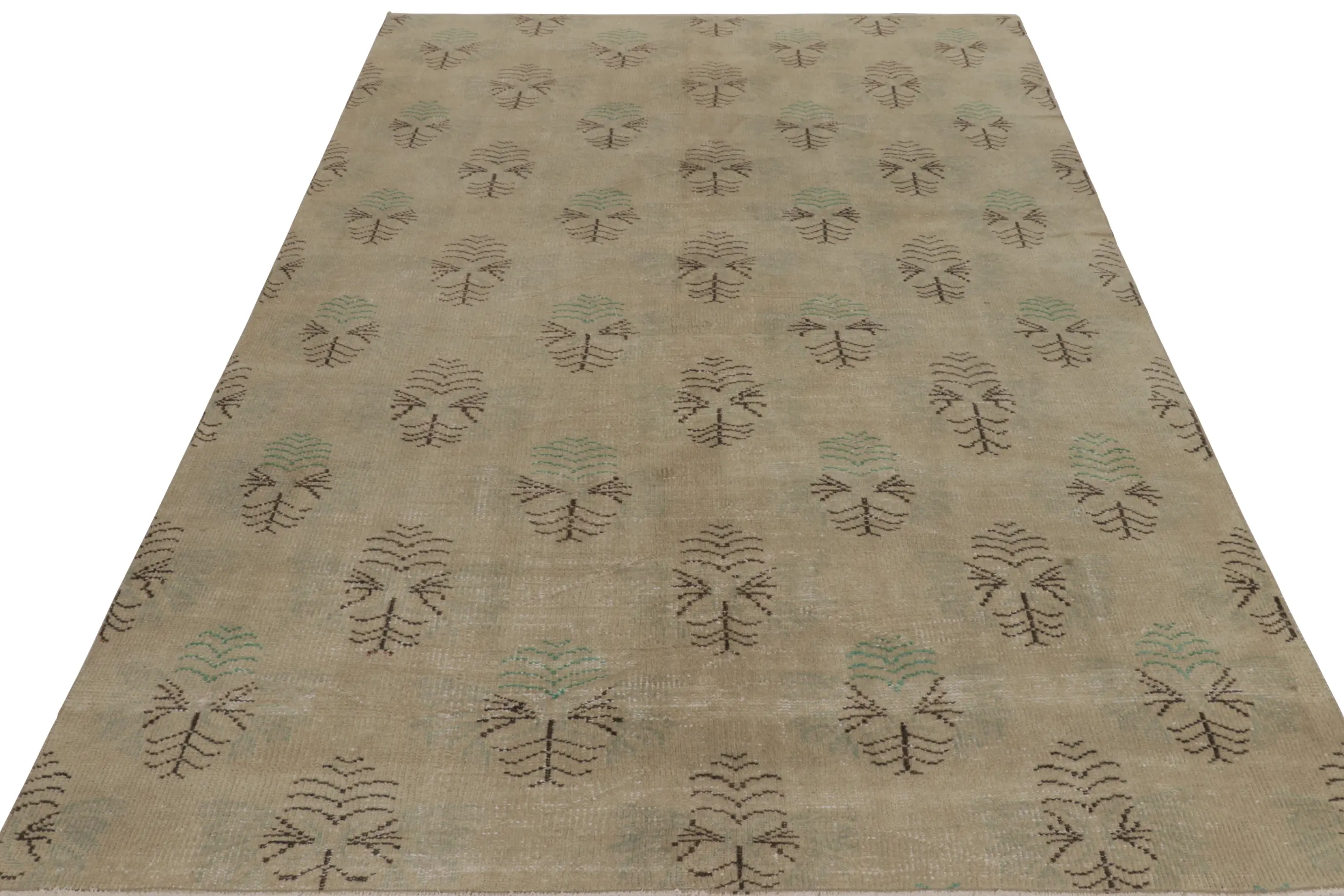 Vintage Turkish Distressed Geometric Rug