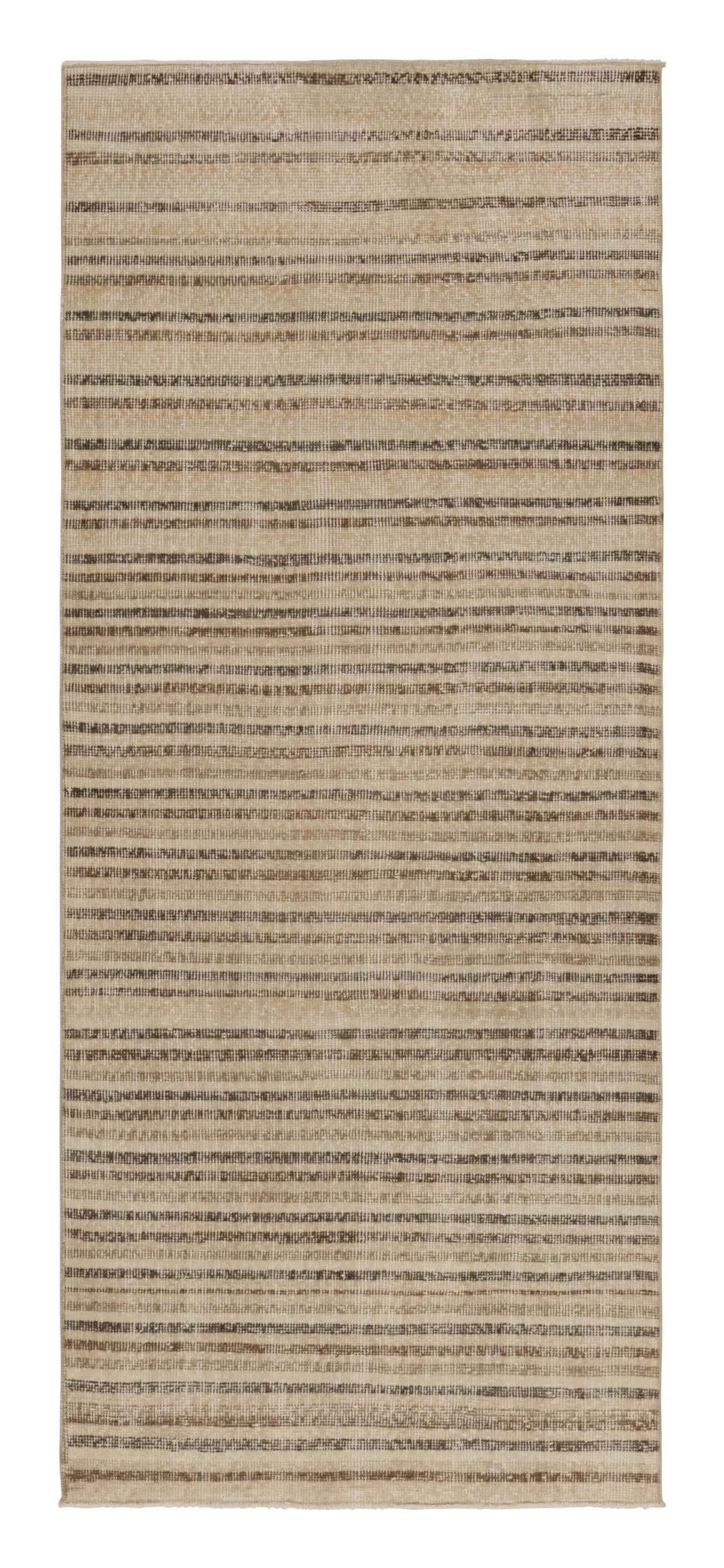 Vintage Turkish Distressed Geometric Striped Rug