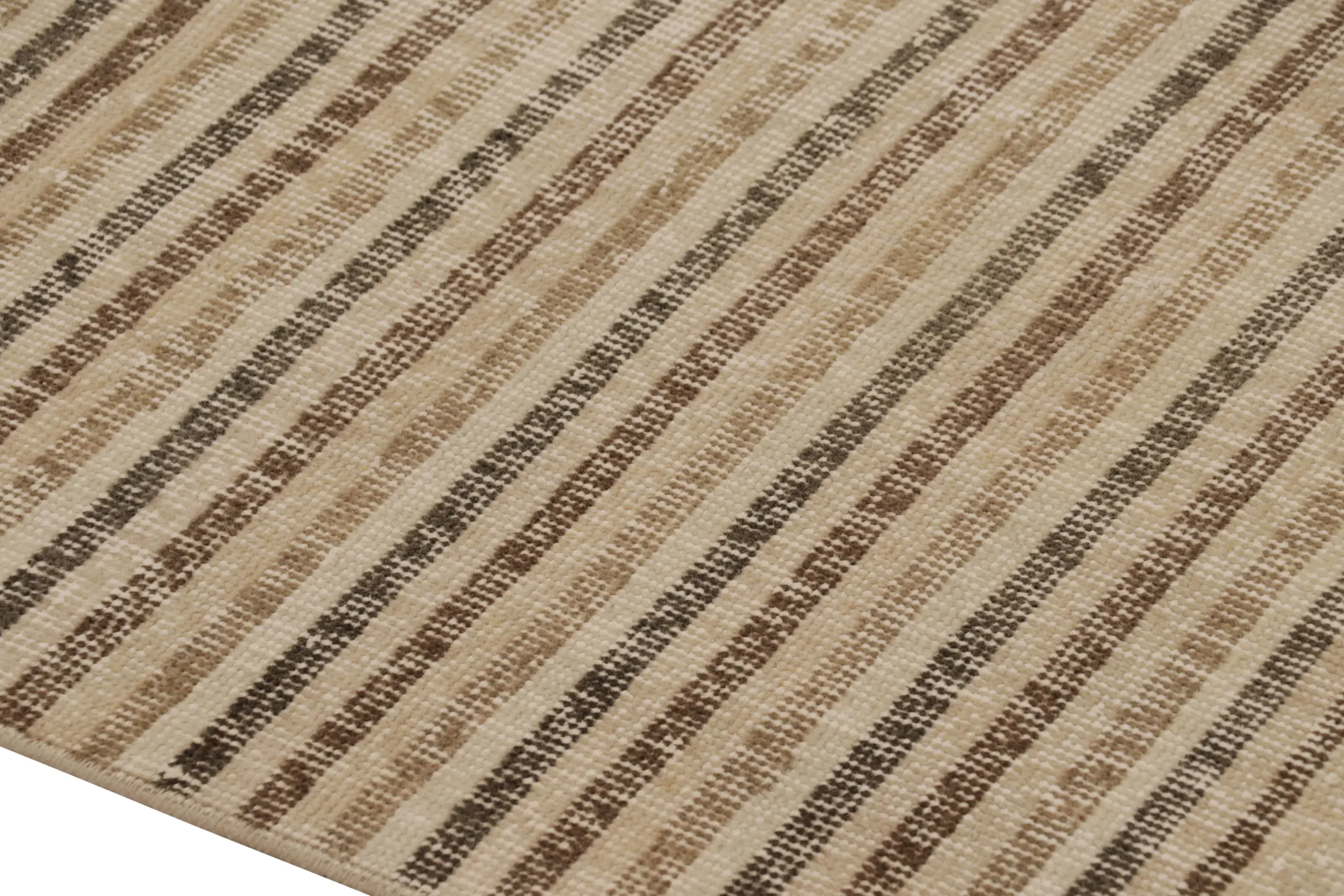 Vintage Turkish Distressed Geometric Striped Rug
