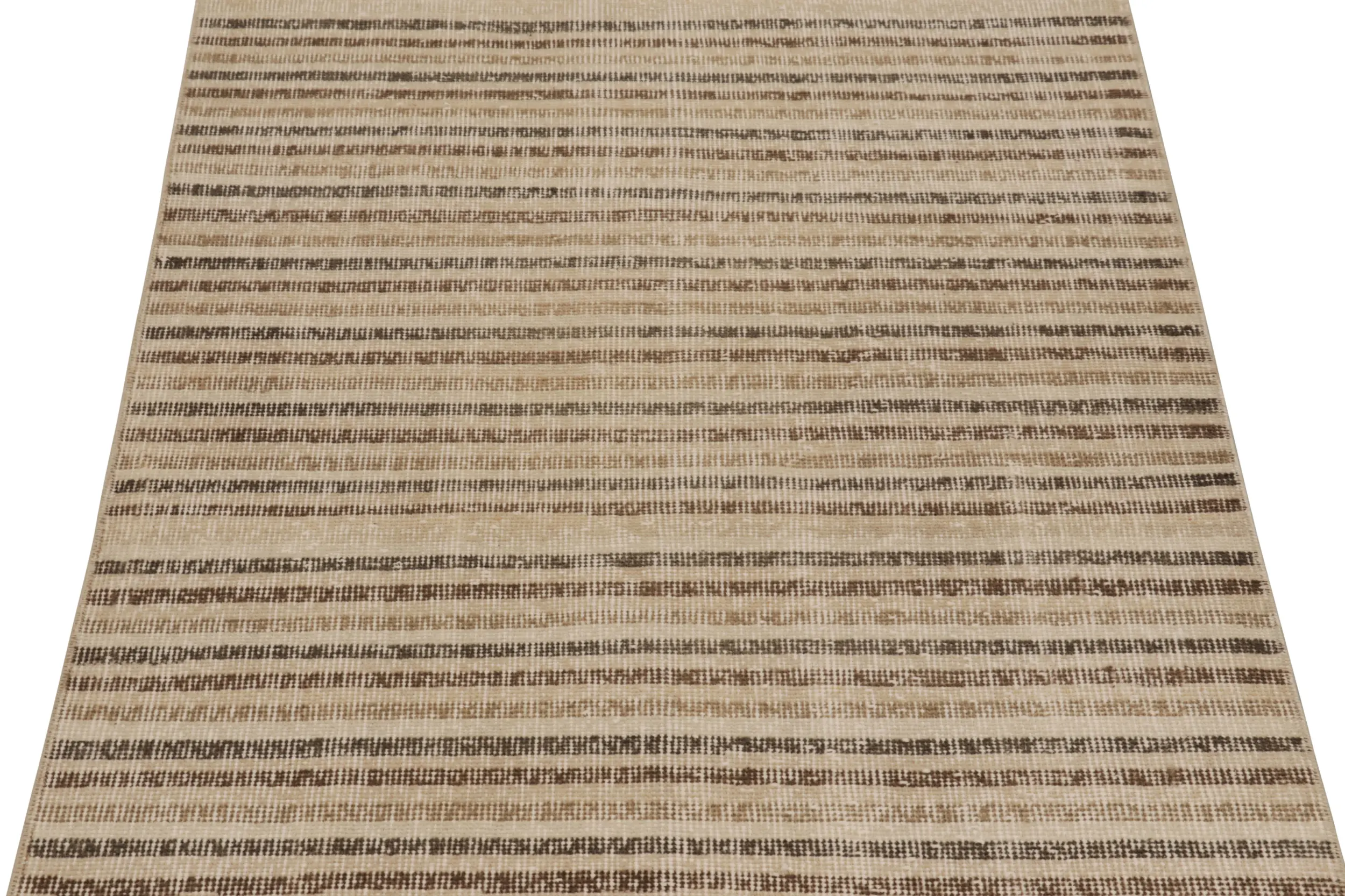 Vintage Turkish Distressed Geometric Striped Rug