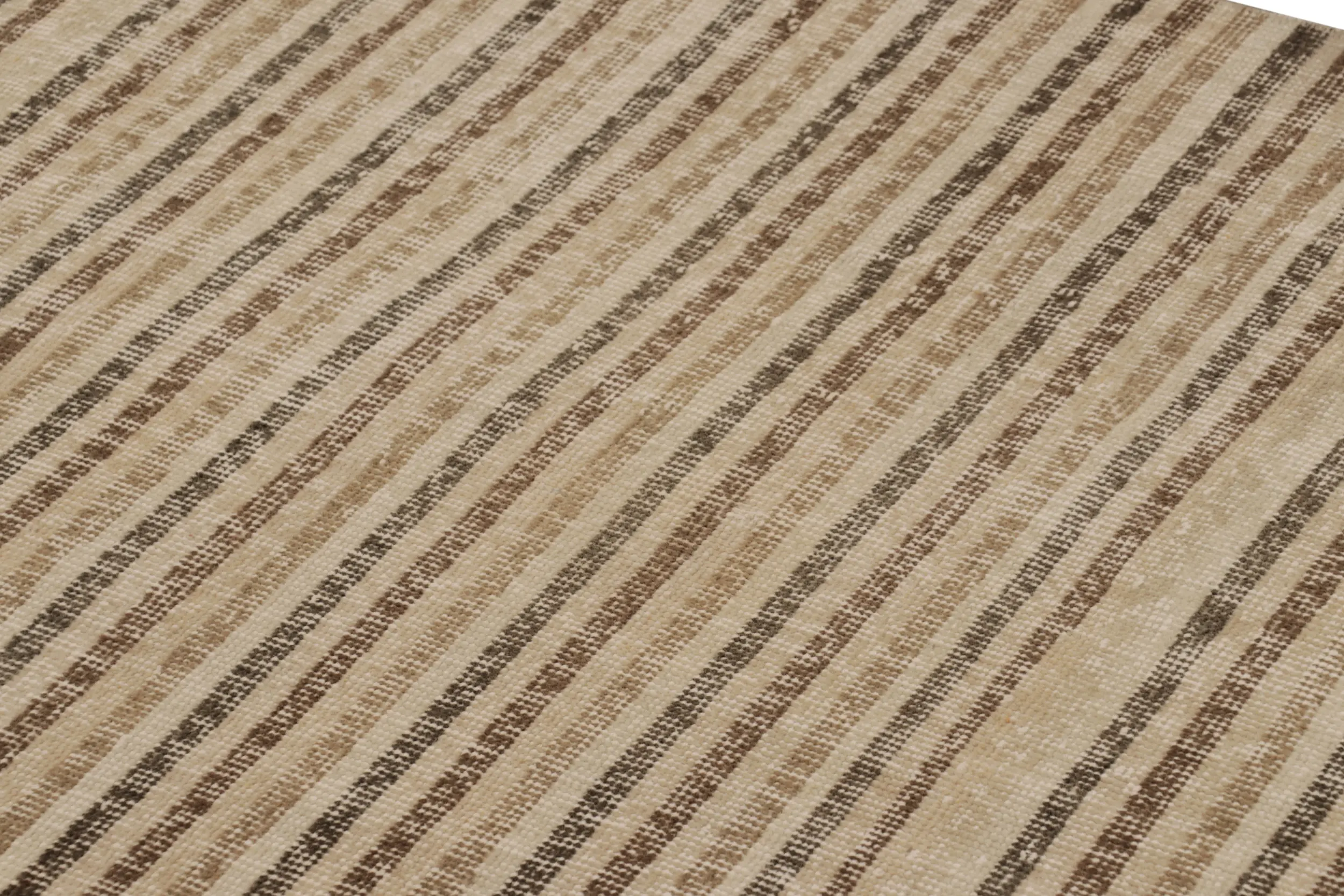 Vintage Turkish Distressed Geometric Striped Rug