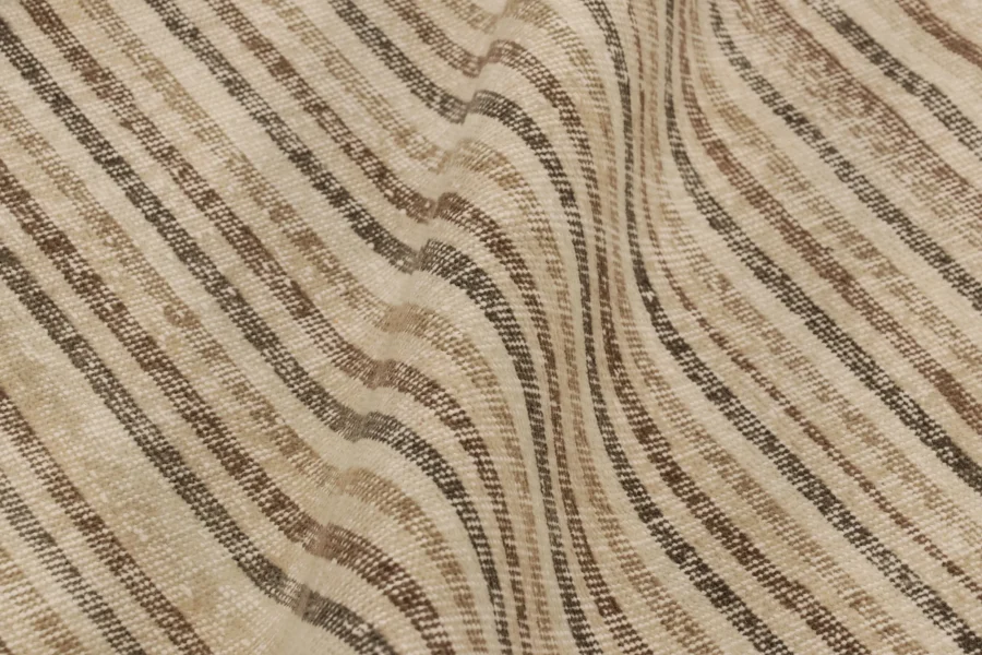 Vintage Turkish Distressed Geometric Striped Rug