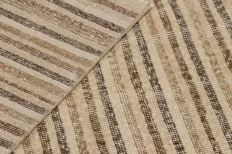 Vintage Turkish Distressed Geometric Striped Rug