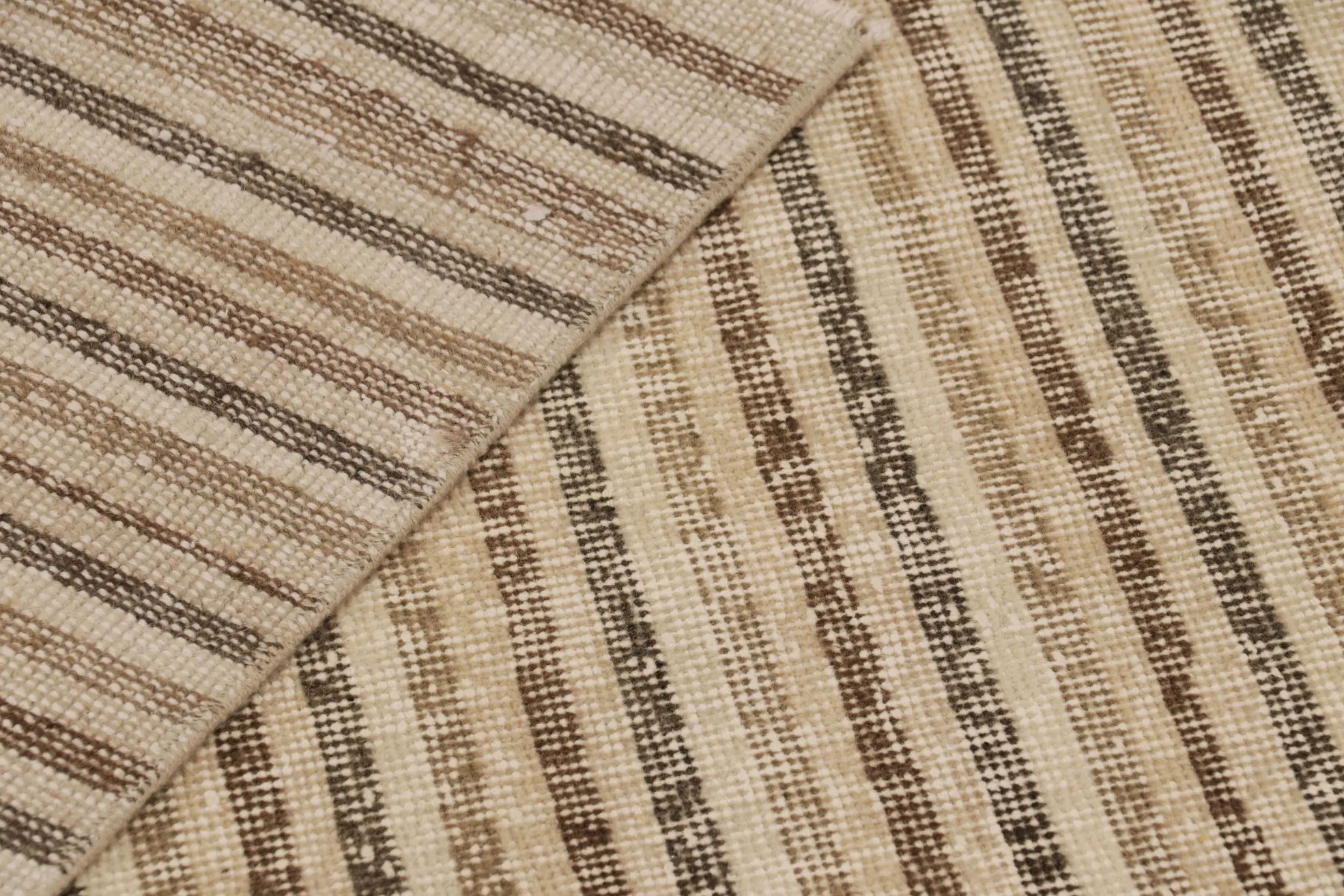 Vintage Turkish Distressed Geometric Striped Rug