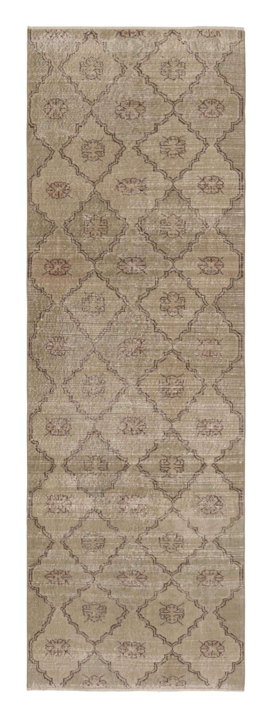 Vintage Turkish Distressed Geometric Rug