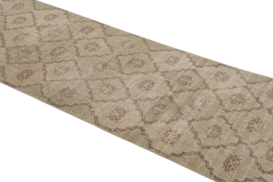 Vintage Turkish Distressed Geometric Rug