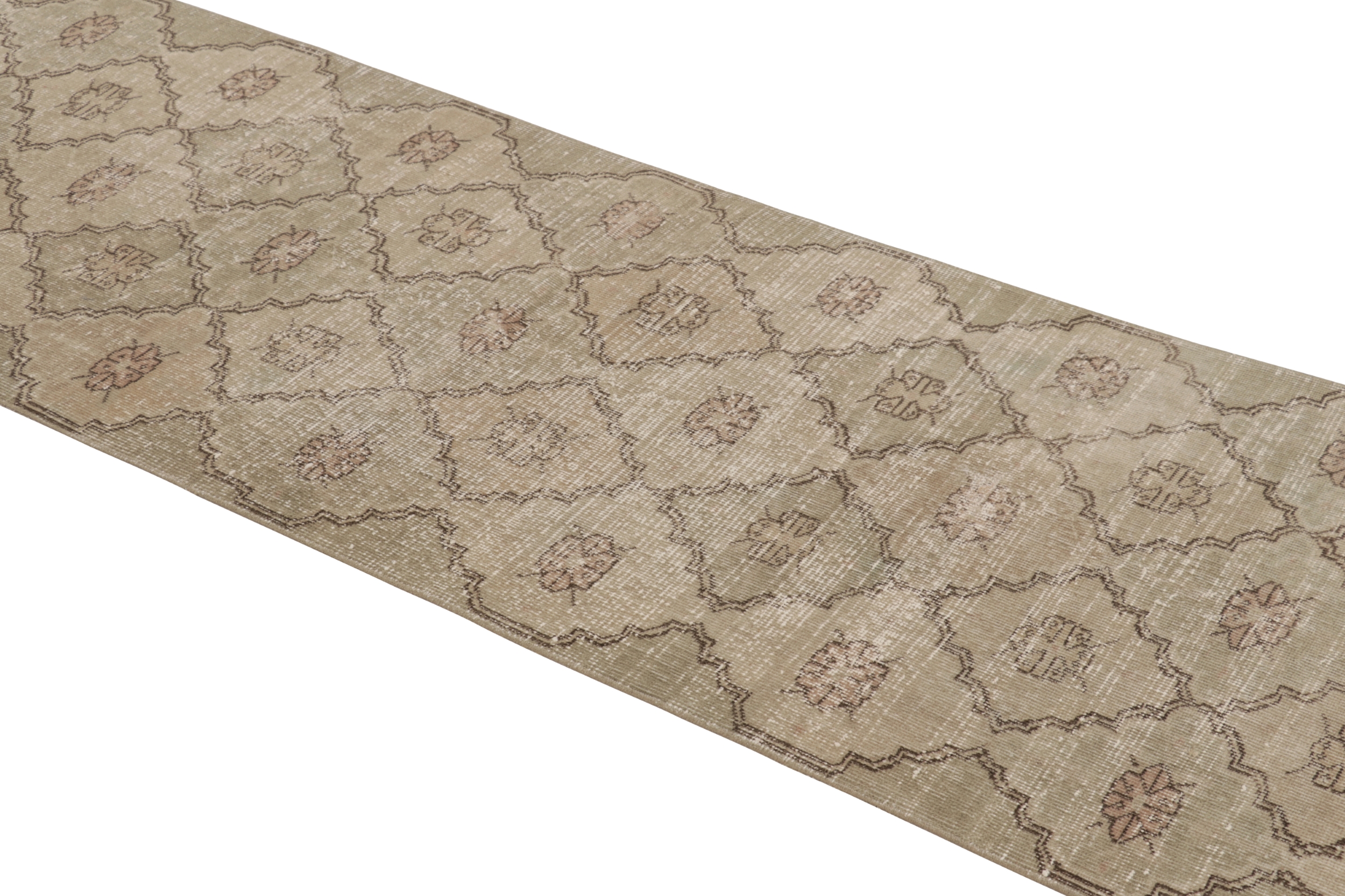 Vintage Turkish Distressed Geometric Rug