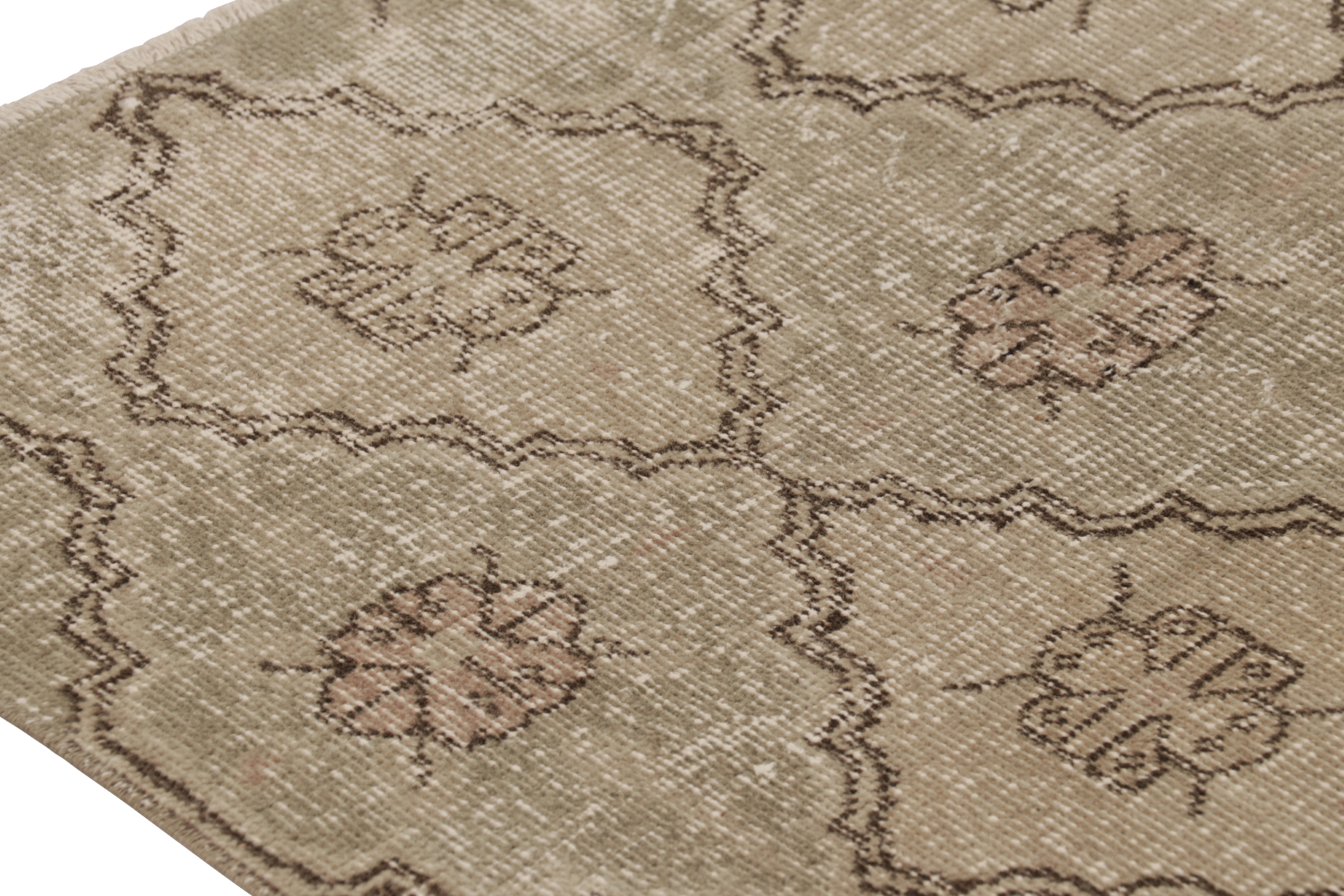 Vintage Turkish Distressed Geometric Rug