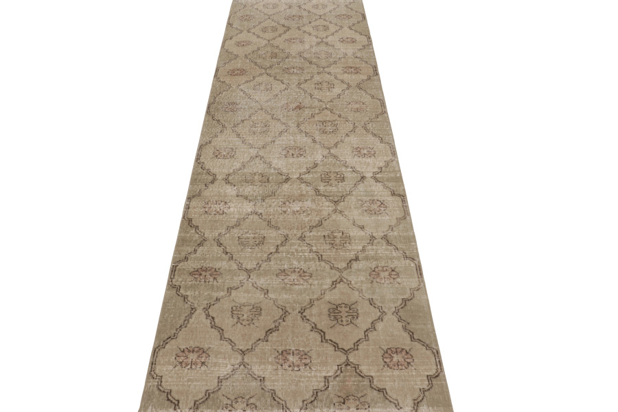 Vintage Turkish Distressed Geometric Rug