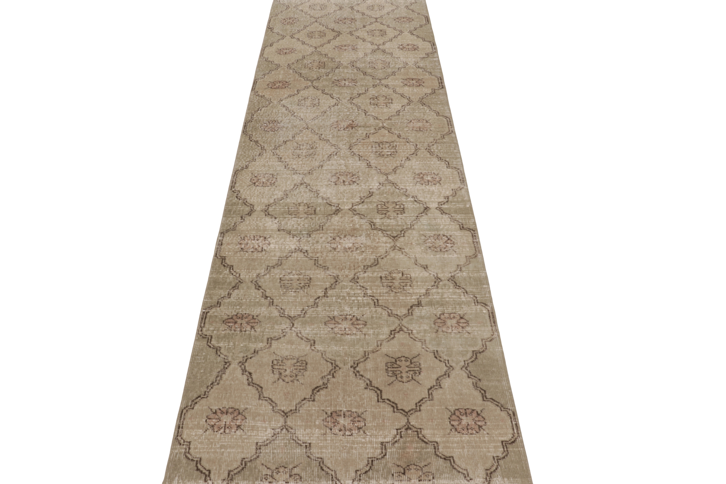 Vintage Turkish Distressed Geometric Rug