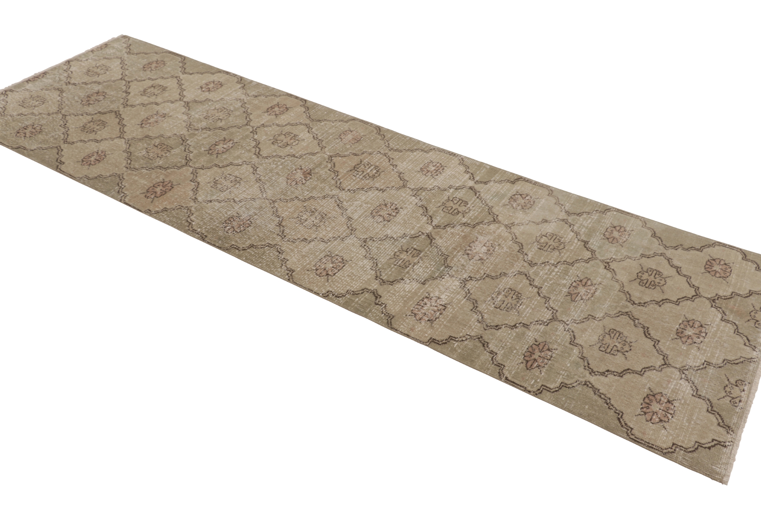 Vintage Turkish Distressed Geometric Rug