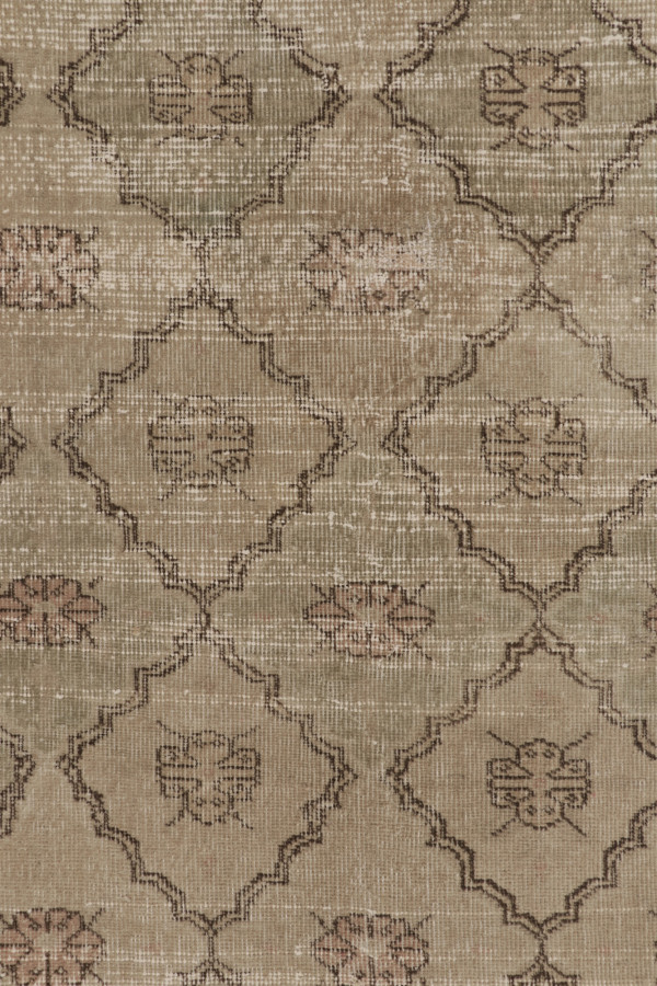 Vintage Turkish Distressed Geometric Rug