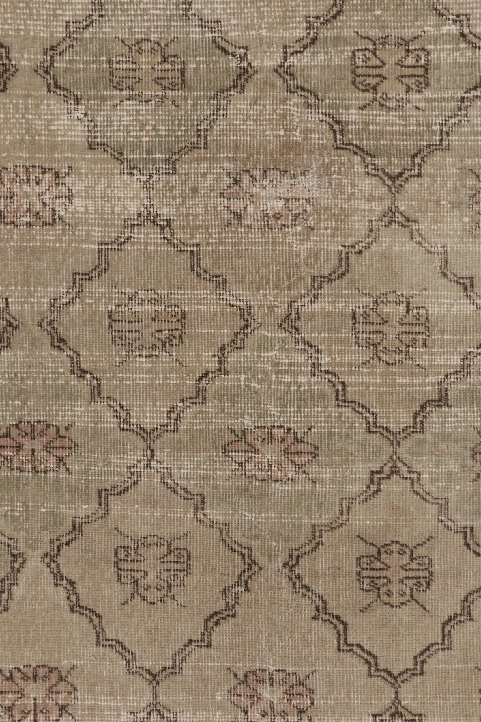 Vintage Turkish Distressed Geometric Rug