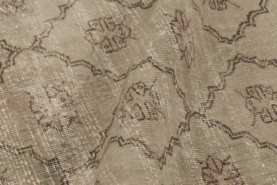 Vintage Turkish Distressed Geometric Rug