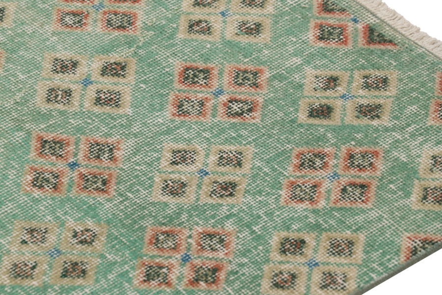 Vintage Turkish Distressed Geometric Rug