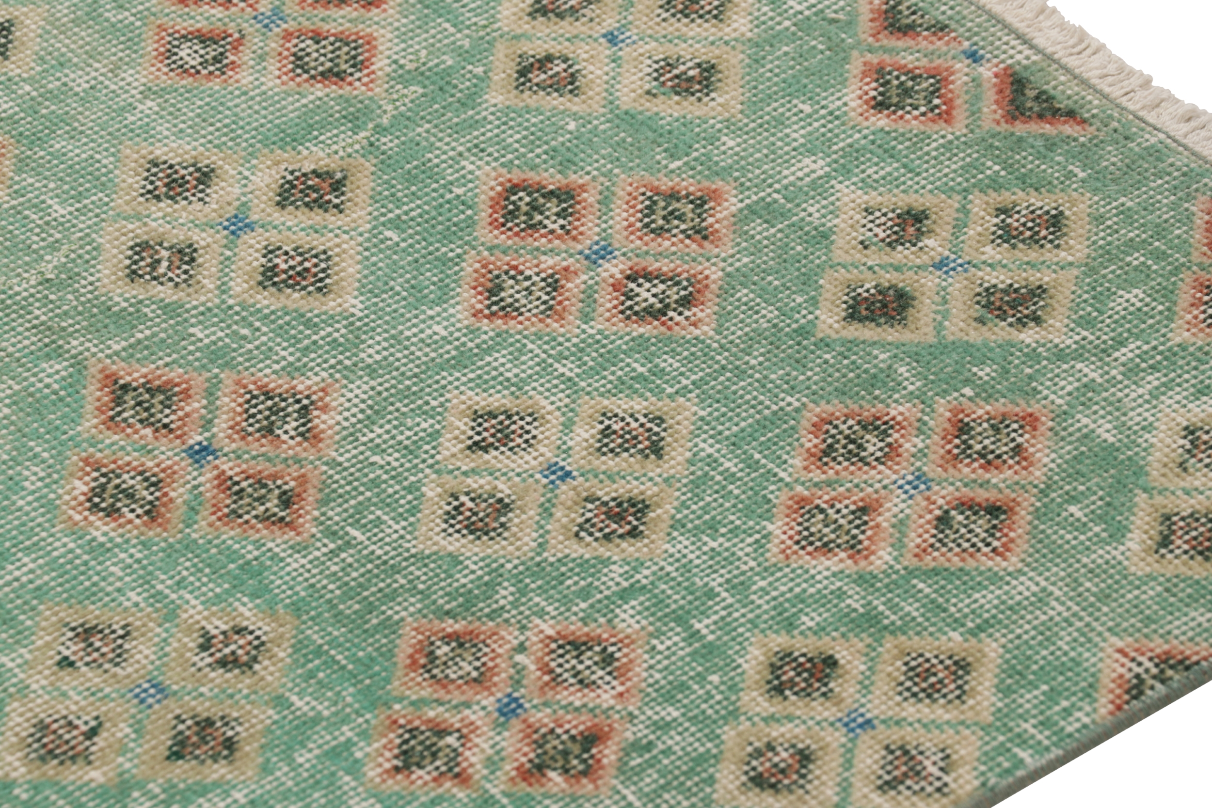 Vintage Turkish Distressed Geometric Rug