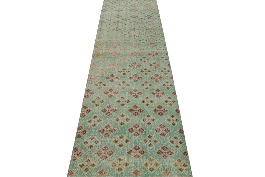 Vintage Turkish Distressed Geometric Rug