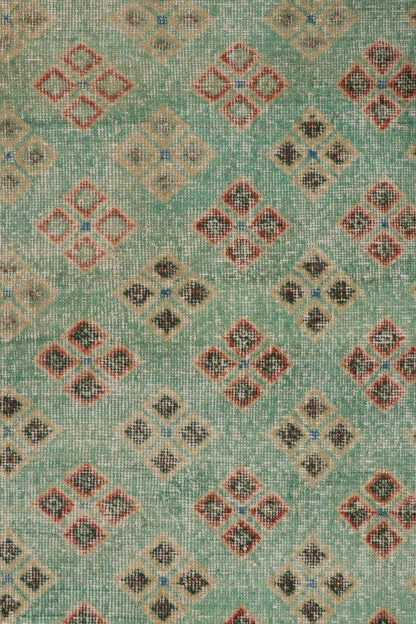 Vintage Turkish Distressed Geometric Rug
