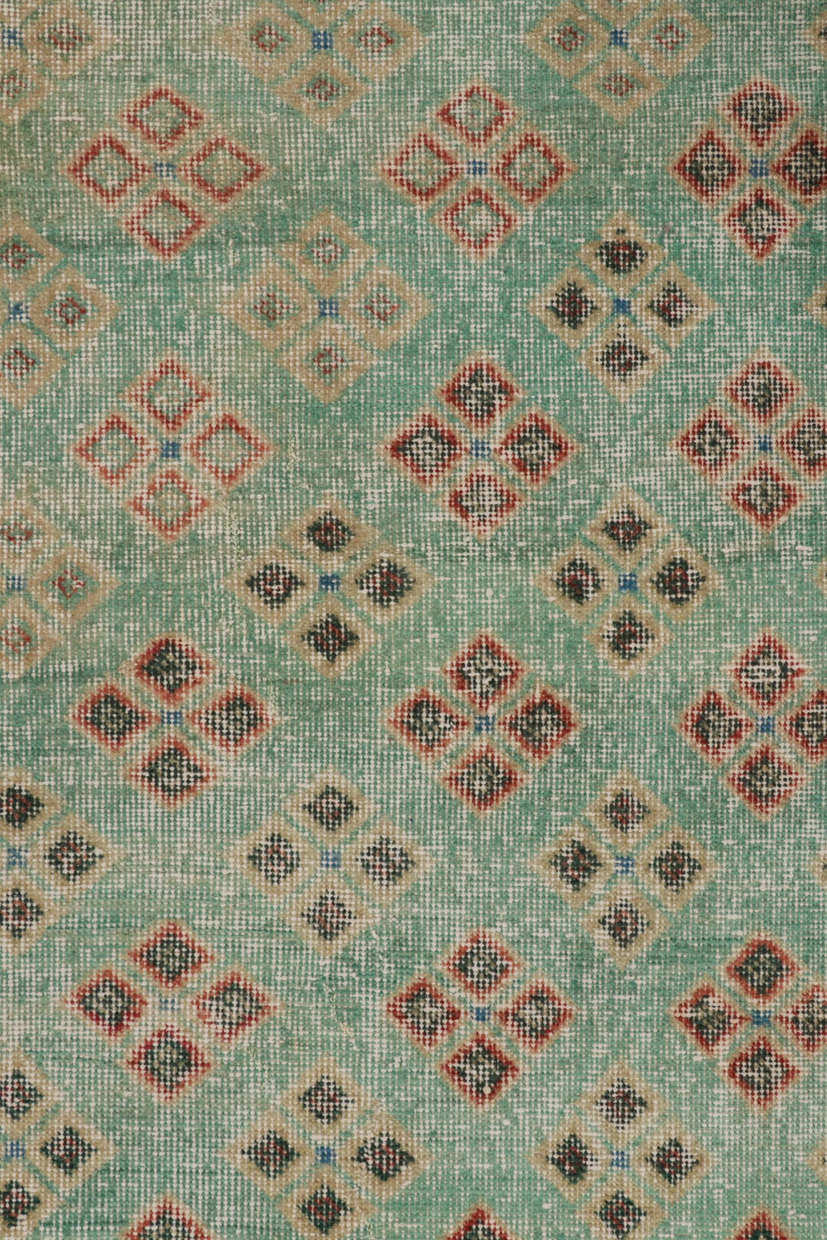 Vintage Turkish Distressed Geometric Rug