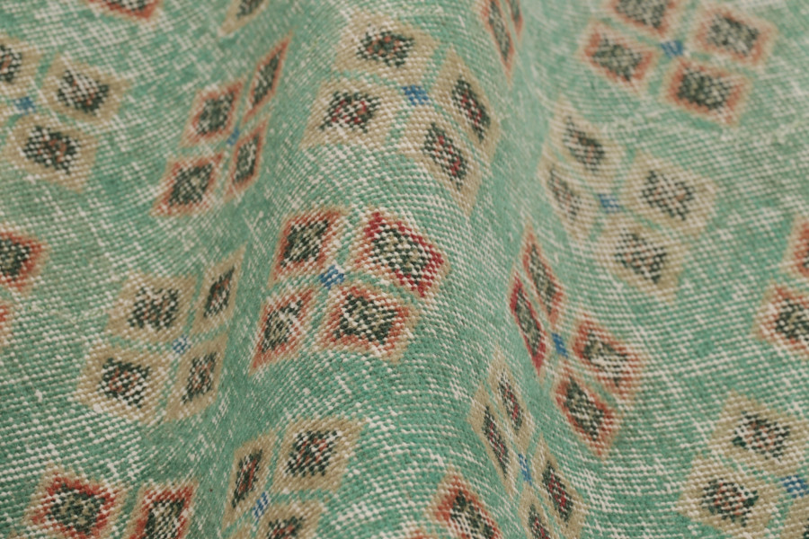 Vintage Turkish Distressed Geometric Rug