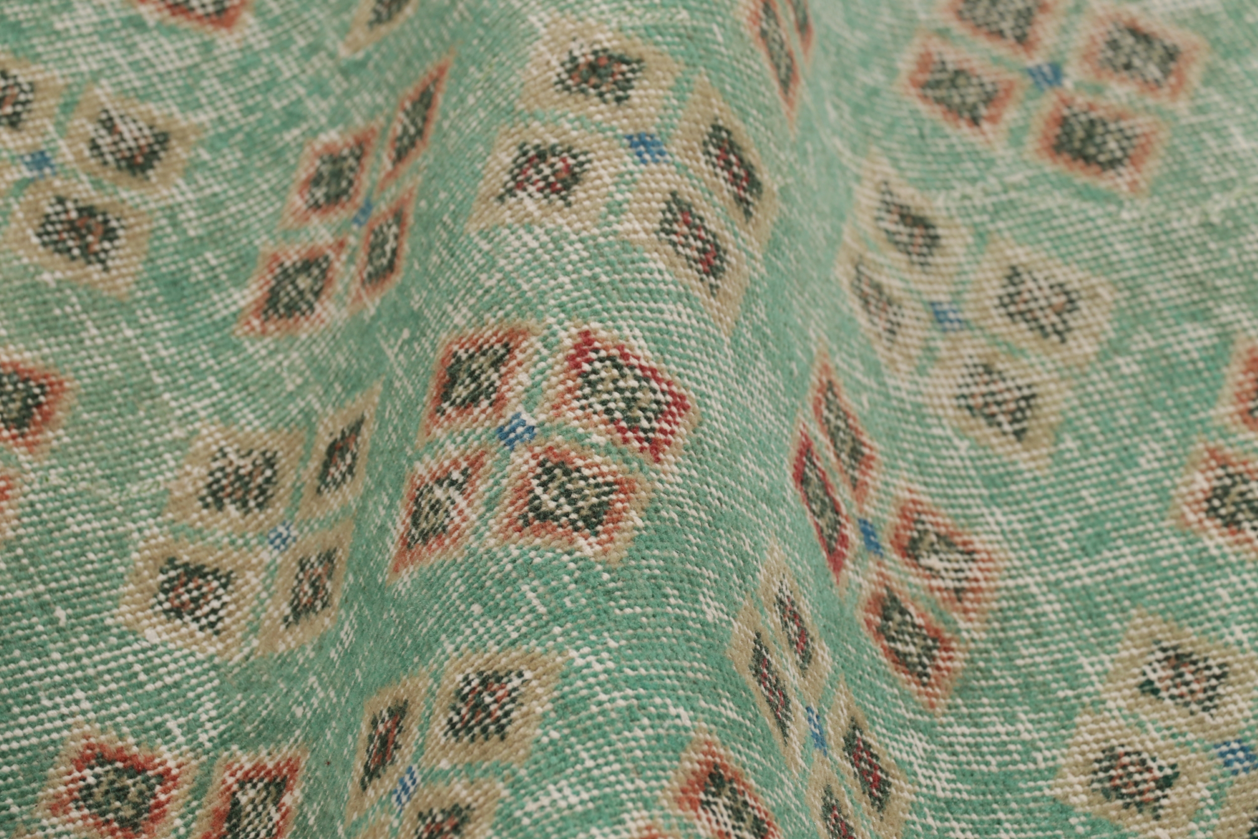Vintage Turkish Distressed Geometric Rug