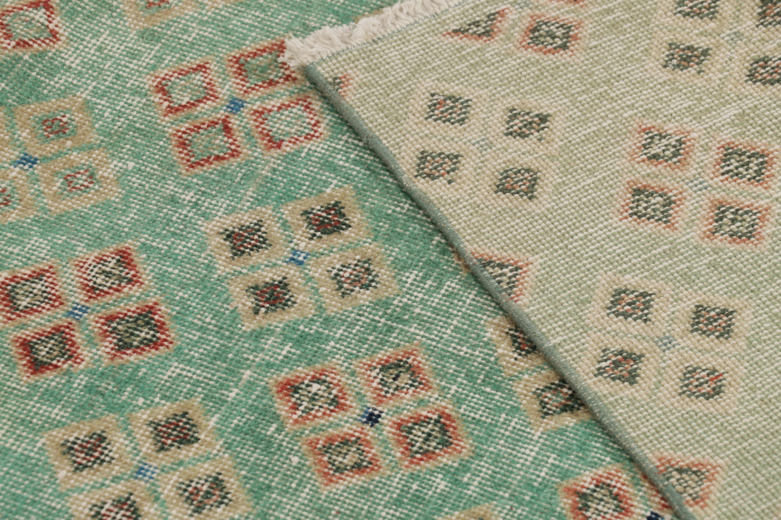 Vintage Turkish Distressed Geometric Rug