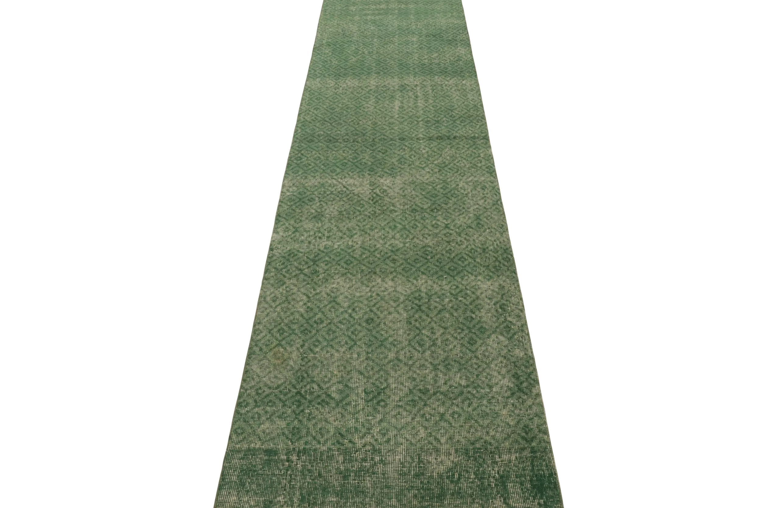 Vintage Turkish Distressed Geometric Rug