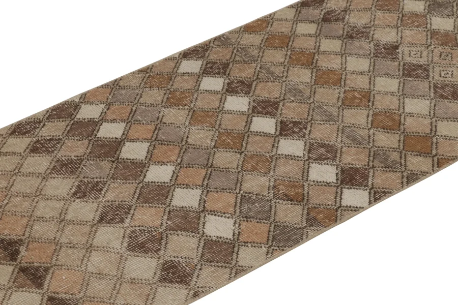 Vintage Turkish Distressed Geometric Rug