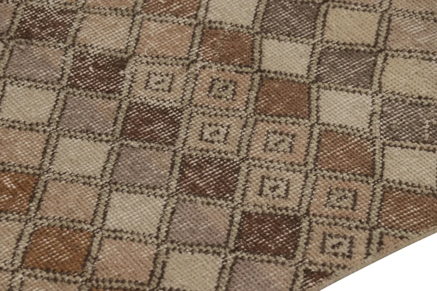 Vintage Turkish Distressed Geometric Rug