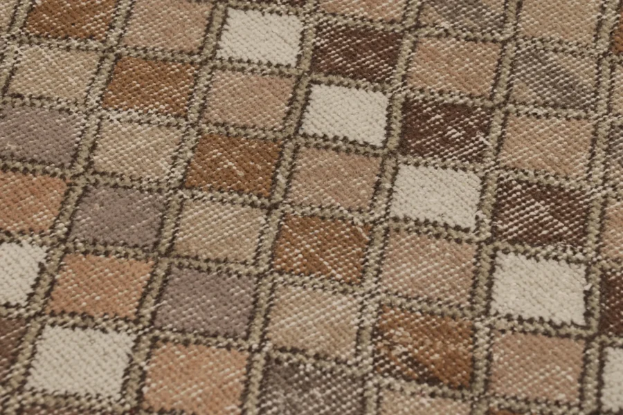 Vintage Turkish Distressed Geometric Rug