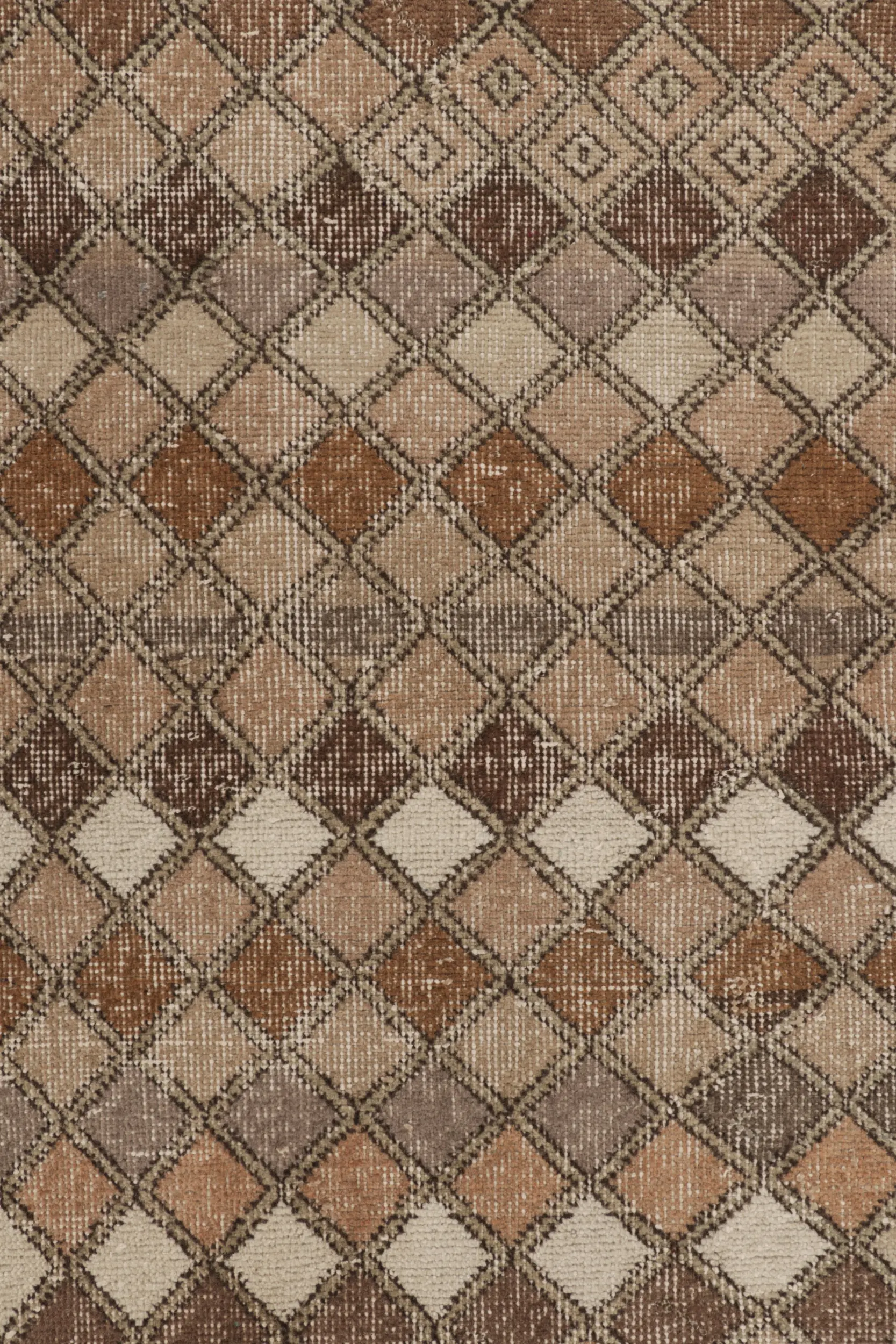 Vintage Turkish Distressed Geometric Rug