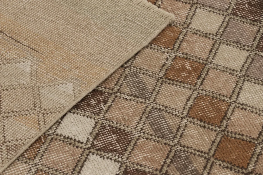 Vintage Turkish Distressed Geometric Rug