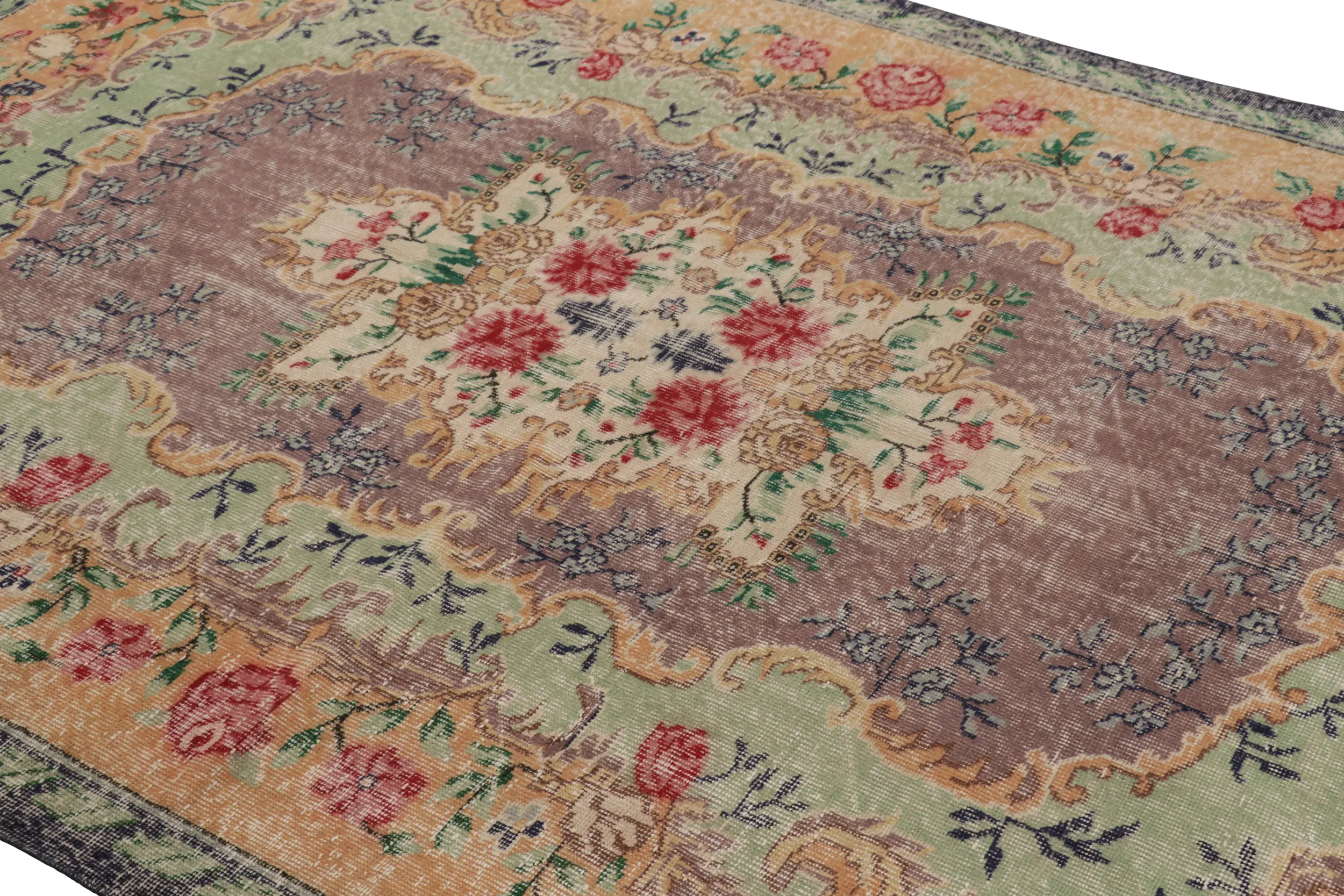 Vintage Turkish Distressed European-Style Rug