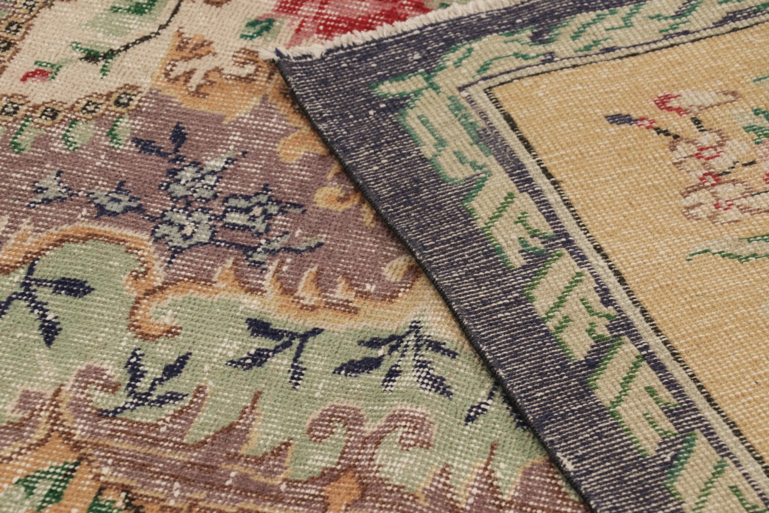 Vintage Turkish Distressed European-Style Rug