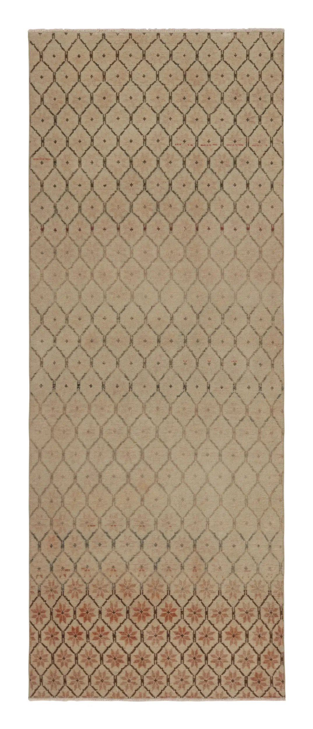 Vintage Turkish Distressed Geometric Rug