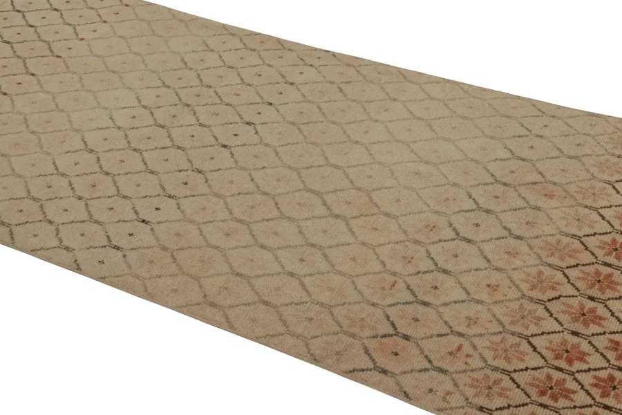 Vintage Turkish Distressed Geometric Rug