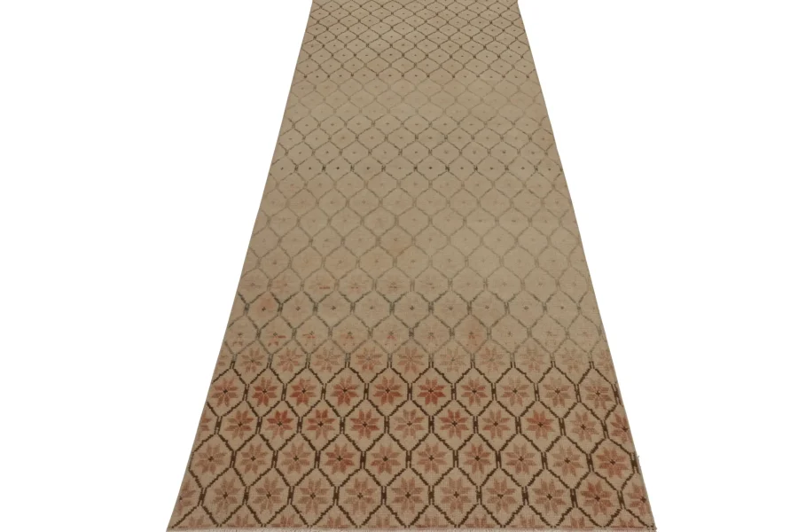 Vintage Turkish Distressed Geometric Rug