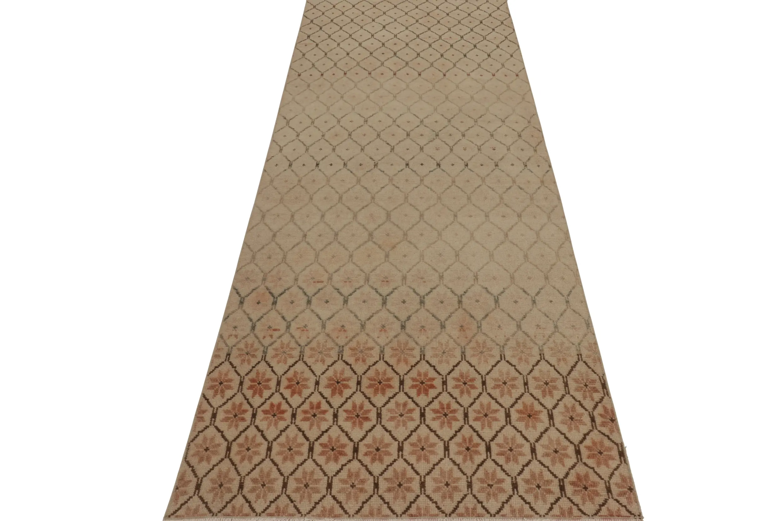 Vintage Turkish Distressed Geometric Rug