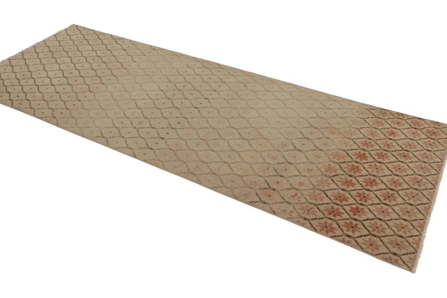 Vintage Turkish Distressed Geometric Rug