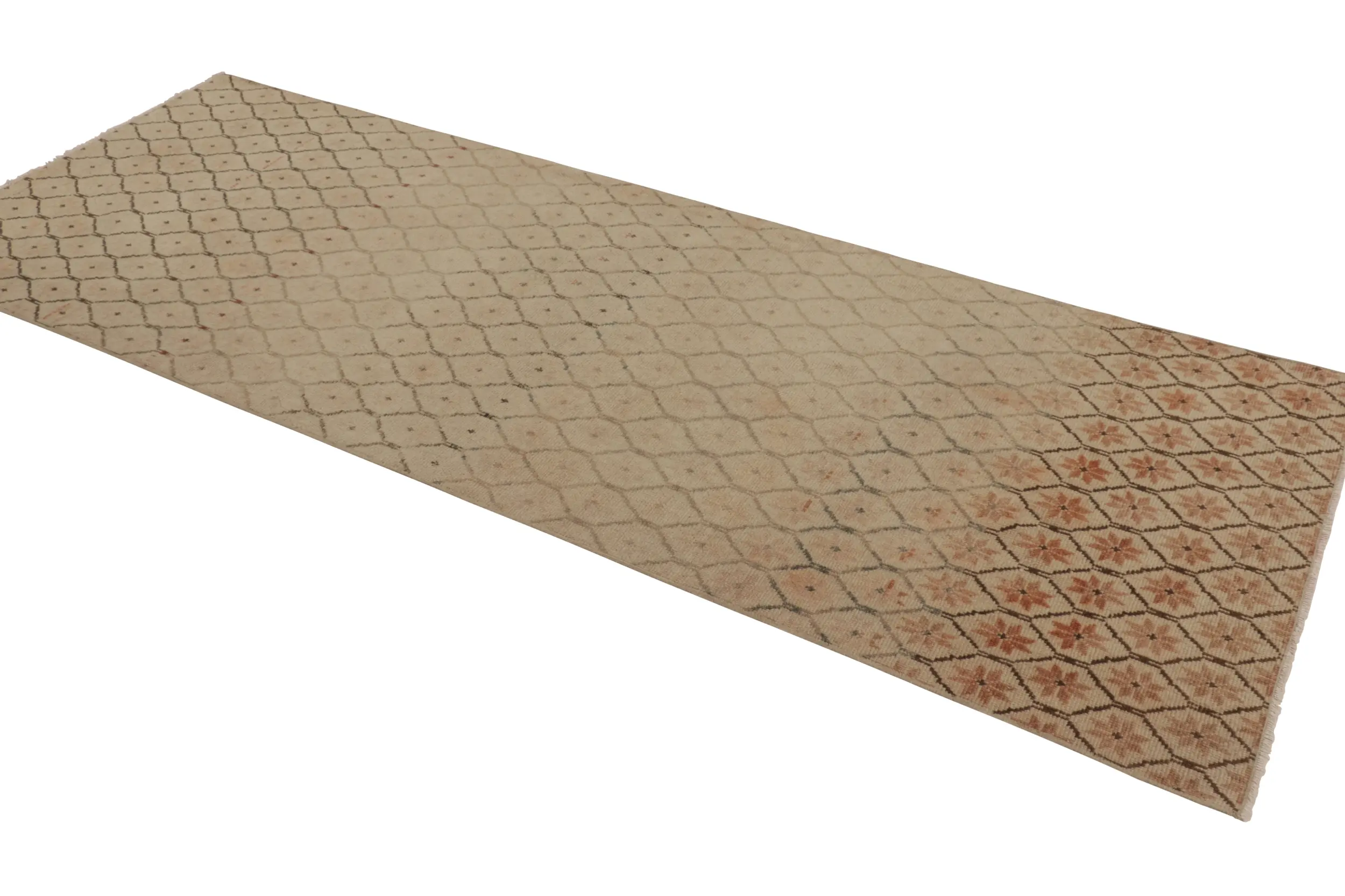 Vintage Turkish Distressed Geometric Rug